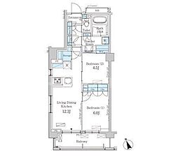 パークアクシス駒込ヒルトップ 2LDKの間取図画像