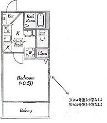 T'sCuore浮間舟渡2 1Kの間取図画像
