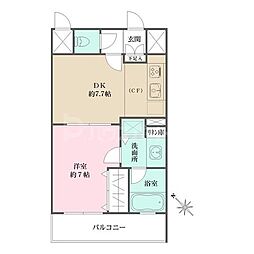 コスモ田端 1DKの間取図画像