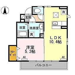 エスト・サンドエル 1LDKの間取図画像