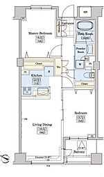 レジディアタワー上池袋パークサイド 2LDKの間取図画像
