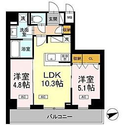 ロイジェント南池袋 2LDKの間取図画像