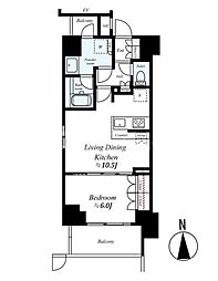 デュオステージ王子2 1LDKの間取図画像