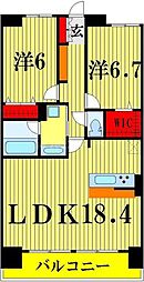 ロイヤルパーリスリバーサイド 2LDKの間取図画像