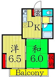 サンライズ10 2DKの間取図画像