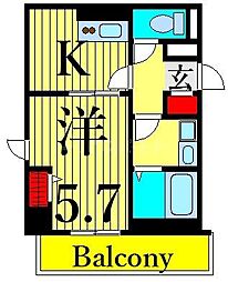 ヴェルドミール 1Kの間取図画像