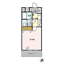 ヒルトップナリマス 1Kの間取図画像