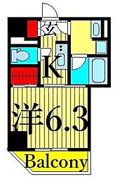 TheParkhabio赤羽 1Kの間取図画像