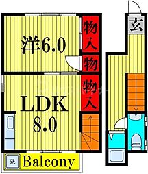 椎野ハイツ 1LDKの間取図画像