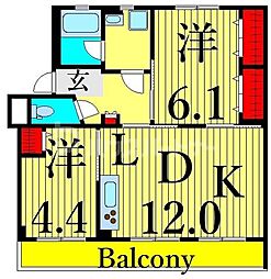 フレシア駒込3号棟 2LDKの間取図画像