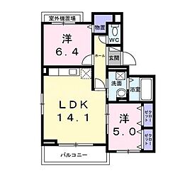 プラシード 2LDKの間取図画像