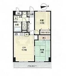 マンション白陽 2LDKの間取図画像