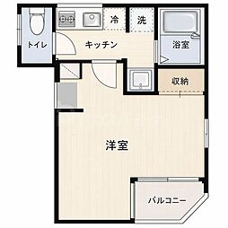 flap王子 1Kの間取図画像