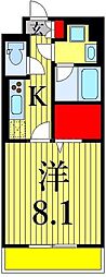 カーサ・コリーナ 1Kの間取図画像