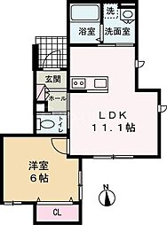 ヴァンヴェール 1LDKの間取図画像