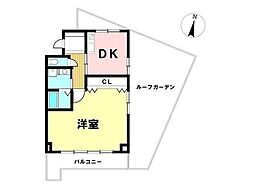 シーダ福徳 1DKの間取図画像