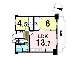 イトーピア第2大曽根マンション 2LDKの間取図画像