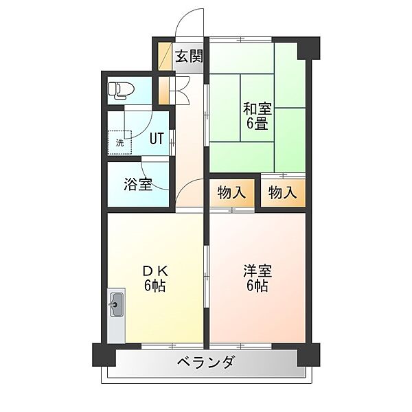 レジデンスRS 606｜栃木県宇都宮市駒生町(賃貸マンション2DK・6階・43.74㎡)の写真 その2