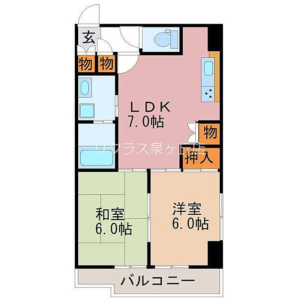 東口ハイツ 603｜栃木県宇都宮市元今泉１丁目(賃貸マンション2DK・6階・49.75㎡)の写真 その2