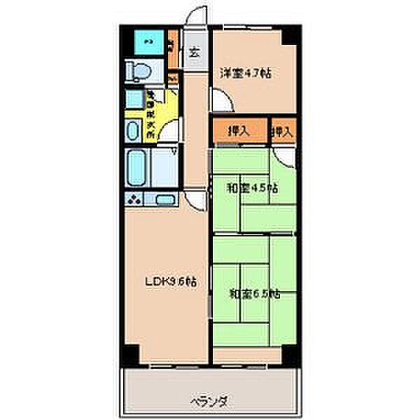 マンション桜 405｜栃木県宇都宮市桜５丁目(賃貸マンション3DK・4階・60.00㎡)の写真 その2