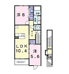 カーサ・フォルトナータC 2LDKの間取図画像