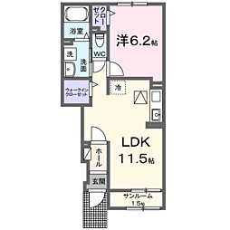 ヒカルサ深谷上野台 1LDKの間取図画像