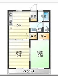 グリーンハイツ 2DKの間取図画像