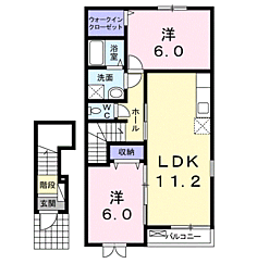 ゴレアドール1 2LDKの間取図画像
