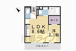コージーコート上鳥羽 1LDKの間取図画像