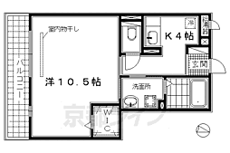 アラン・コート 1Kの間取図画像