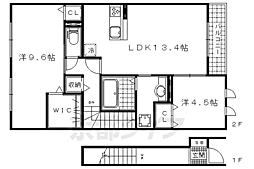 コスモパレス2 2LDKの間取図画像