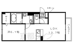 プレジール平安 1LDKの間取図画像