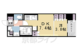 ブランズ京都河原町通 1DKの間取図画像