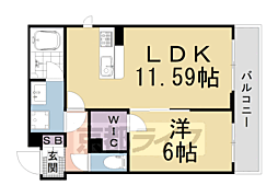 シャーメゾン北野白梅苑 1LDKの間取図画像