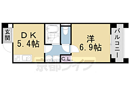 パインフィールド洛東 1DKの間取図画像