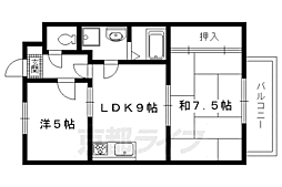 シャルム円山 2LDKの間取図画像