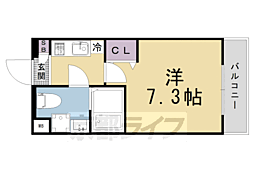 D.Clarest CREST TAPP 二条 1Kの間取図画像
