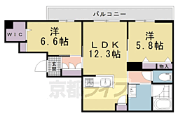 レラトア上賀茂 2LDKの間取図画像