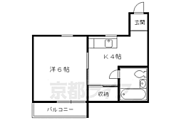 グランディール堀川 1DKの間取図画像