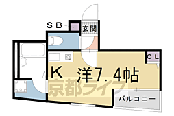 ウエストナイン西大路 ワンルームの間取図画像