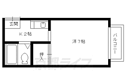 フローラルピンク 1Kの間取図画像