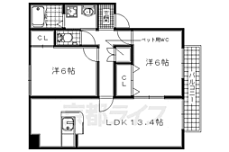 グランドゥールS.K 2LDKの間取図画像