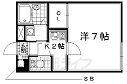 レオパレスKS蔭山 1Kの間取図画像