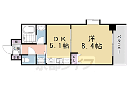 VitaRosa京都 1DKの間取図画像
