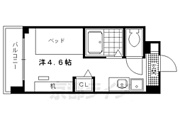 キャンパスヴィレッジ京都一乗寺 ワンルームの間取図画像