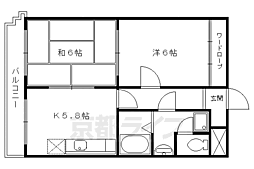 上阿達谷口マンション 2DKの間取図画像