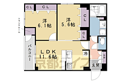 THE RESIDENCE御車道 2LDKの間取図画像