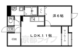 レジデンス槇島 1LDKの間取図画像