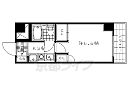 ライオンズマンション北大路 1Kの間取図画像