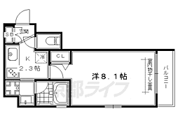 プレミアムレジデンス京都 1Kの間取図画像